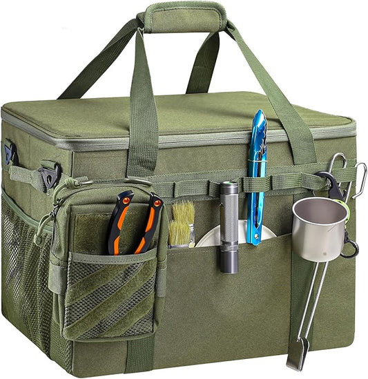 FUNANASUN Multi-Functional 40L Tactical Camping Storage Bag with Customizable Compartments & MOLLE System for Camping, Hiking, and Vehicle Organization