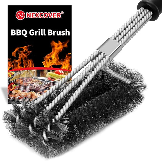 NEXCOVER Grill Brush - 18'' Safe Wire BBQ Brush for Outdoor Grill, 3 in 1 Efficient Stainless Steel Grilling Cleaner, BBQ Accessories for All Grates