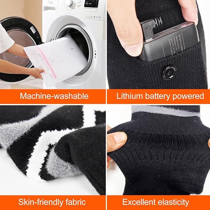 Heated Socks for Men Women with App Control, 8000mAh Battery Rechargeable, Electric Heating Warm Socks,360° Heating Warmth, Heated Toe Design, Foot Warmer for Skiing,Hiking, Hunting