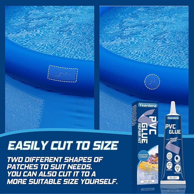 Air Mattress Patch Kit, Waterproof Vinyl Repair Kit, High Strength PVC Adhesive for Inflatables, PVC Boats, Vinyl Glue (60ml/1 Pack)