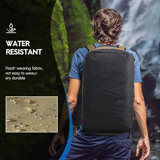 Haimont Large Collapsible Duffle Bag Backpack for Travel, Water-Resistant 60L Weekender Bag with Shoe Pocket, Men & Women, Sports, Traveling, Camping, Outdoor, Brown