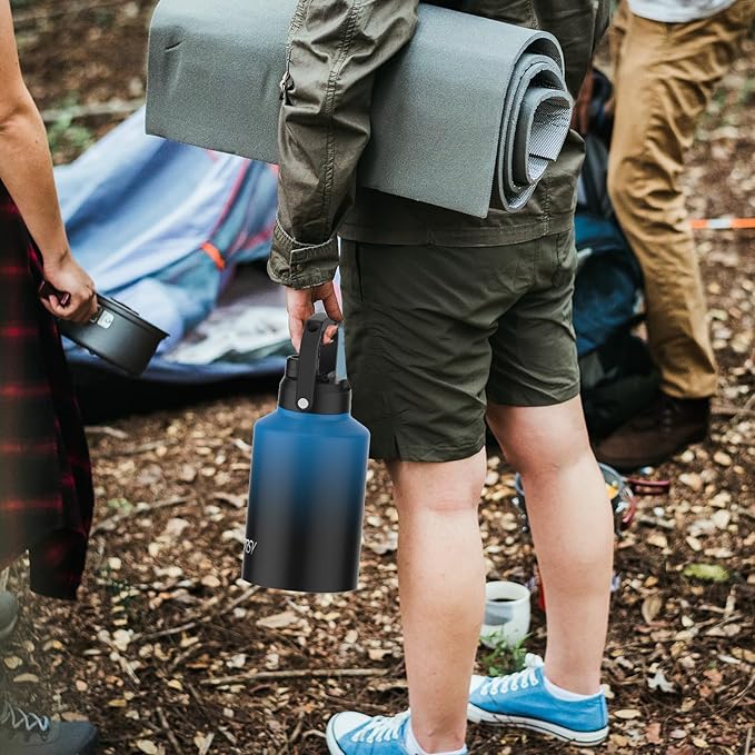 1 Gallon Water Bottle Insulated(Cold for 48 Hrs),BPA Free&Leak Proof,128oz Stainless Steel Water Jug,Big thermo,Large Water Bottle with Handle for Gym,Hiking,Camping&Travel,Gradient Blue
