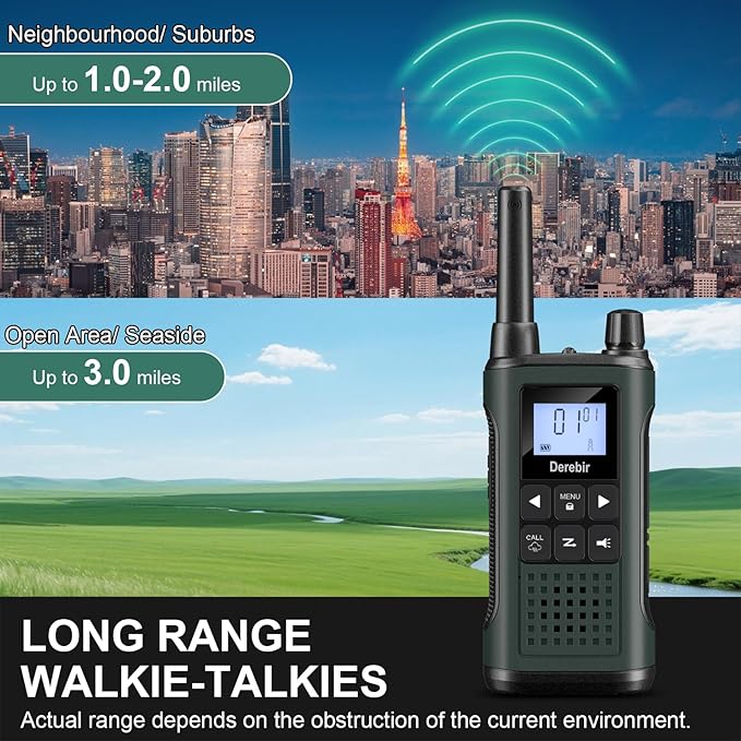 Walkie Talkies Long Range for Adults-2 Pack Rechargeable Walkie Talkies 22 FRS Channels 2-Way Radios with NOAA Weather Alert,VOX,Flashlight and 1500mAh Li-ion Battery for Family Camping Hiking
