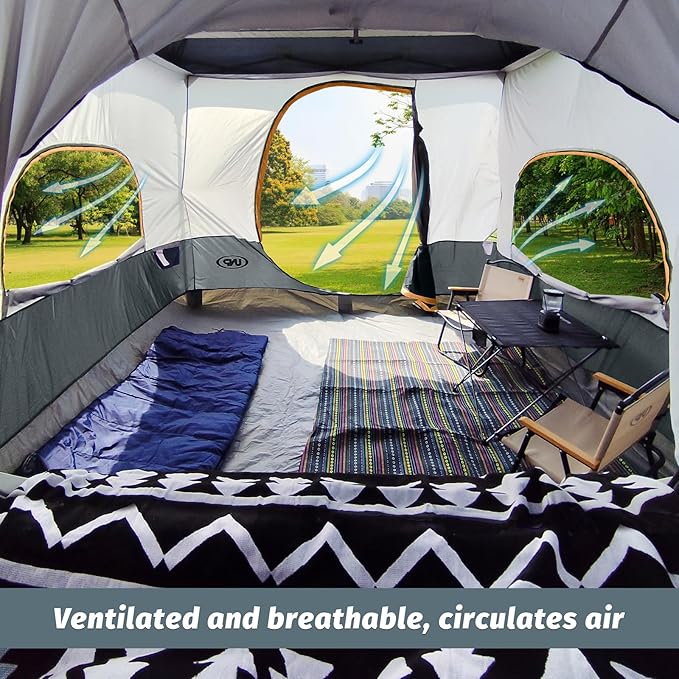 UNP Inner Cube Tent for Camping - Connect 10'x10' Canopy to Car Tailgate Into Tent for Family Camping, Vented Roof - Grey (Canopy Pole/Shelter NOT Included)