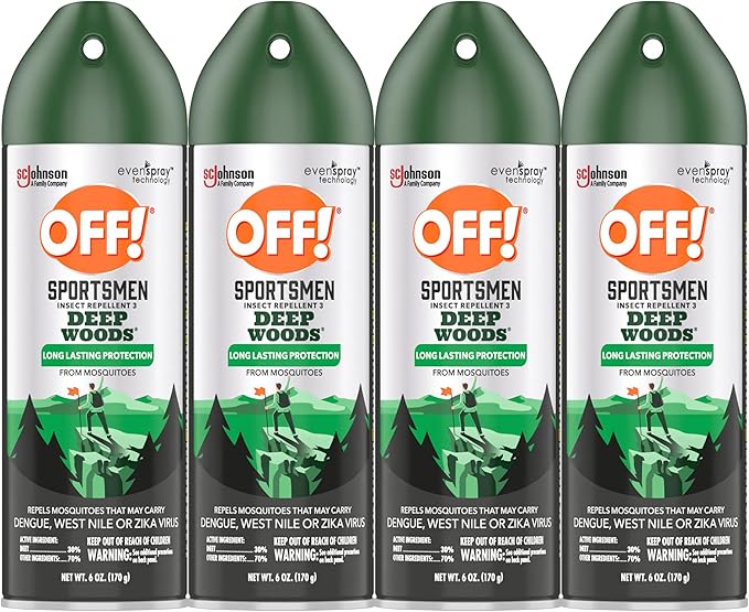 OFF! Deep Woods Sportsmen Insect Repellent Aerosol, Bug Spray Containing 30% Deet, Protects Against Mosquitoes, 6 Oz, 4 Count