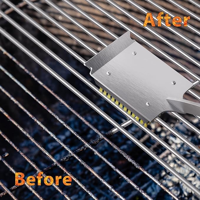 ENLOY 2-Pack Copper Wire Grill Brush Replacement Heads, Grill Brush and Scraper Replacement Head with 8 Screws & Screwdriver, BBQ Cleaning Replacement Brush Head with Protective Cover & for Most Grill
