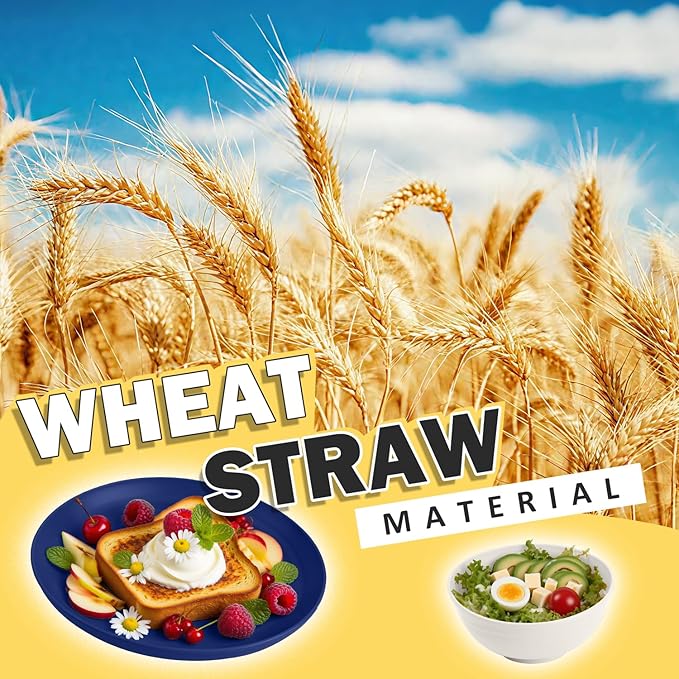 Wheat Straw Dinnerware Sets of 32, Unbreakable Plates and Bowls Sets Service for 8, Dinner Plate/Dessert Plate/Bowl/Cup, for Outdoor Camping RV Apartment Essentials - Island Color
