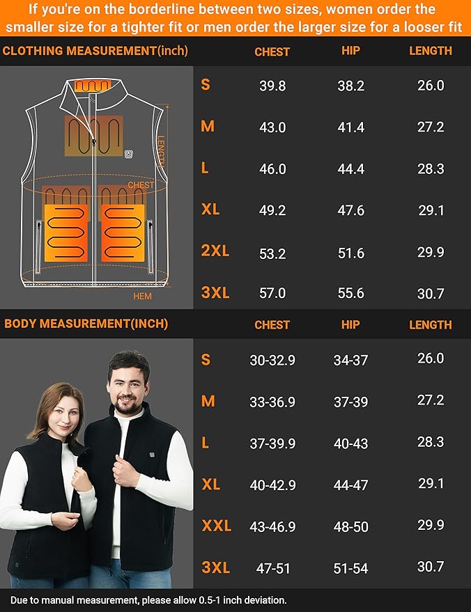Heated Vest for Men Women, 3 Heating Levels 6 Heating Zones, Heated Jackets for Men Women (Not Included Battery)