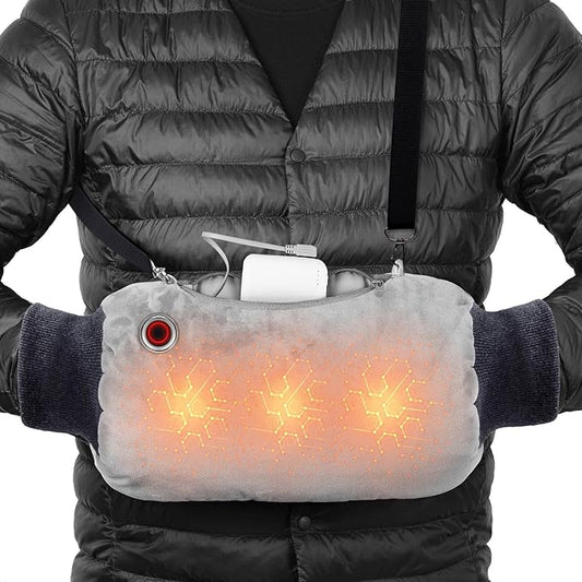 Hand Warmers Rechargeable, Portable Graphene Heated Gloves Handwarmers Bag with 10000MAH Power Bank,2 Heating Area&3 Heat Modes, Fast Electric Heating Pouch for Women,Kids, Hunting