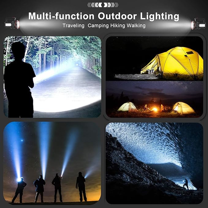 Flashlight Spotlight Rechargeable, High Lumens Handheld Spot Light, Super Bright Waterproof Spotlight with Stand for Outdoor Camping, Hiking, Fishing, Hunting, Boatting
