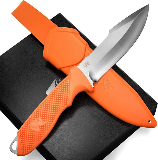 WOLF-I Full Tang Survival Knife with Sheath - Stylish Tactical Fixed Blade - Made of 440C Steel - Bushcraft and Camping Knife Survival - Perfect EDC Outdoor Knife with TPE Handle
