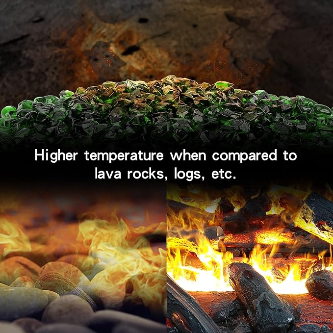 Stanbroil 10-Pound Fire Glass - 1/2 inch Polygon Fire Glass for Fireplace Fire Pit and Landscaping, Emerald Green