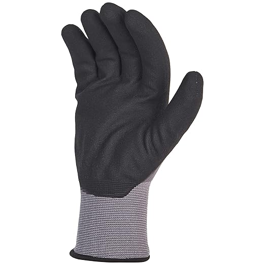Amazon Basics Micro-Foam Nitrile Coated Work Gloves, Nylon Liner Fiber, Touch Screen, Grey, Size 10/XL, 12-Pair