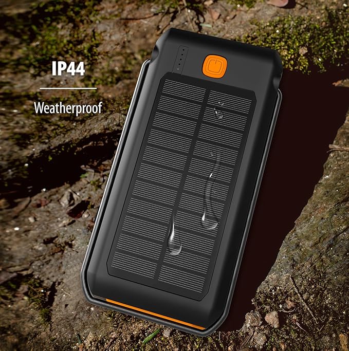 ToughTested Dual 10,000 mAh Solar Power Portable Charger Battery Pack Power Bank IP44 Waterproof and 18 LED Flashlight