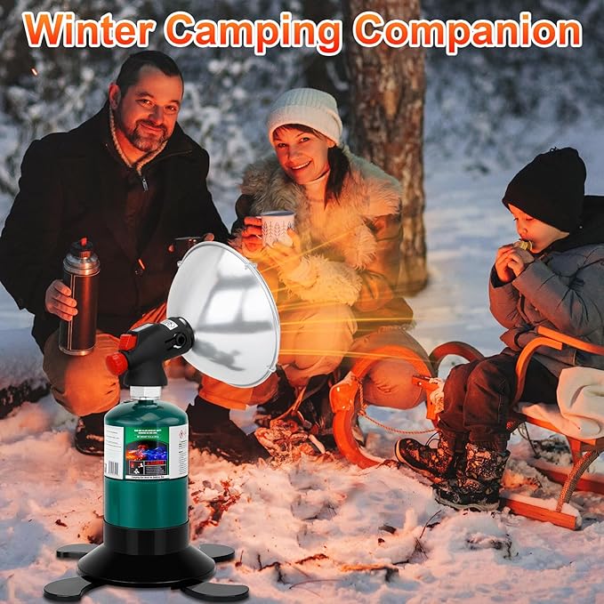 Portable Propane Heater for Camping, Outdoor Space Tent Heater, Cordless Patio Heaters with Electric Igniter, Control Valve, Foldable Gas Tank Holder, Ideal Garage Hiking Ice Fishing Hunting Buddy