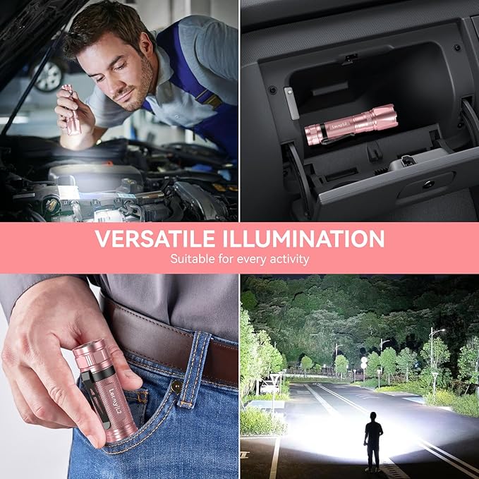 LETMY Rechargeable Flashlights High Lumens, 2 Pack 2000 Lumens Bright LED Tactical Flashlight, 3 Modes Samll Powerful Flash Lights with Clip, Waterproof Flashlights for Home Emergency Camping (Pink)