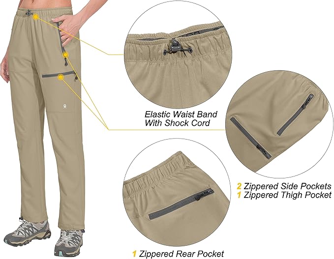 Little Donkey Andy Women's Lightweight Quick Dry Cargo Hiking Pants UPF 50+ Stretch Travel Casual Trousers