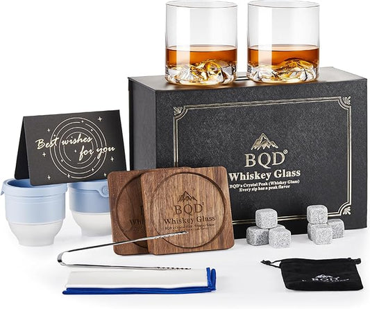 Old Fashioned Whiskey Glasses Set 2-Pack with Gift Box, Ideal Retirement Gifts for Men & Cocktail Glasses for Celebrations