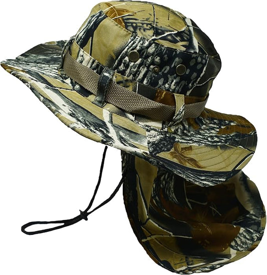 Glory Max Bucket Boonie Hat with Neck Flap Cover Sun Safari Wide Brim Fishing Garden Hiking Cap