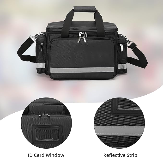 Medical Bag Empty Emergency Bag First Responder Bag First Aid Bag Home Health Empty First Aid Storage Bag with Detachable Divider Medical Supplies Bag Emergency Responder Trauma Bag