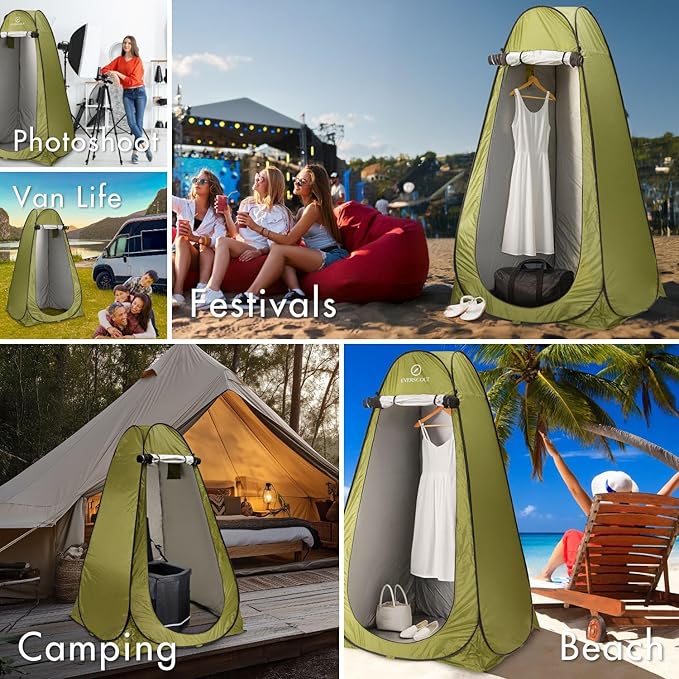 Portable Pop-Up Privacy Tent – Green. Outdoor Shower, Toilet, and Changing shelter. Water-Repellent, Compact, UV-Protective. Ideal for Camping, Beach, Hiking, and Festivals. Carry Bag Included