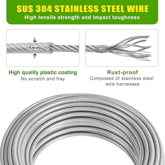 Dog Tie-Out Cable and Stake – 30ft Chew-Proof Stainless Steel Cable, 16-Inch Heavy-Duty Dog Anchor for Dogs Up to 200lbs, No Tangle, Dog Runner for Yard and Camping