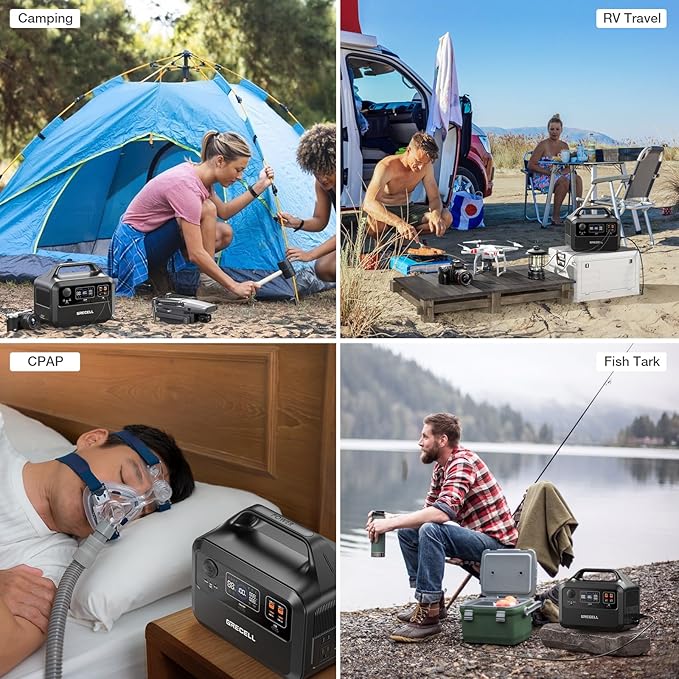 GRECELL Portable Power Station 600, 110V/600W Solar Generator(Surge 1200W), 460Wh Backup LiFePO4 Battery for Outdoor Home Emergency