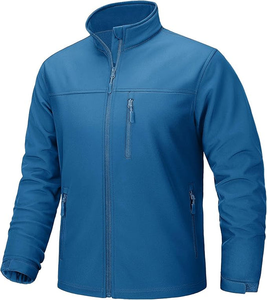 TACVASEN Men's Lightweight Softshell Jacket Fleece Lined Waterproof Tactical Rain Zip Up Winter Coat Windbreaker Casual