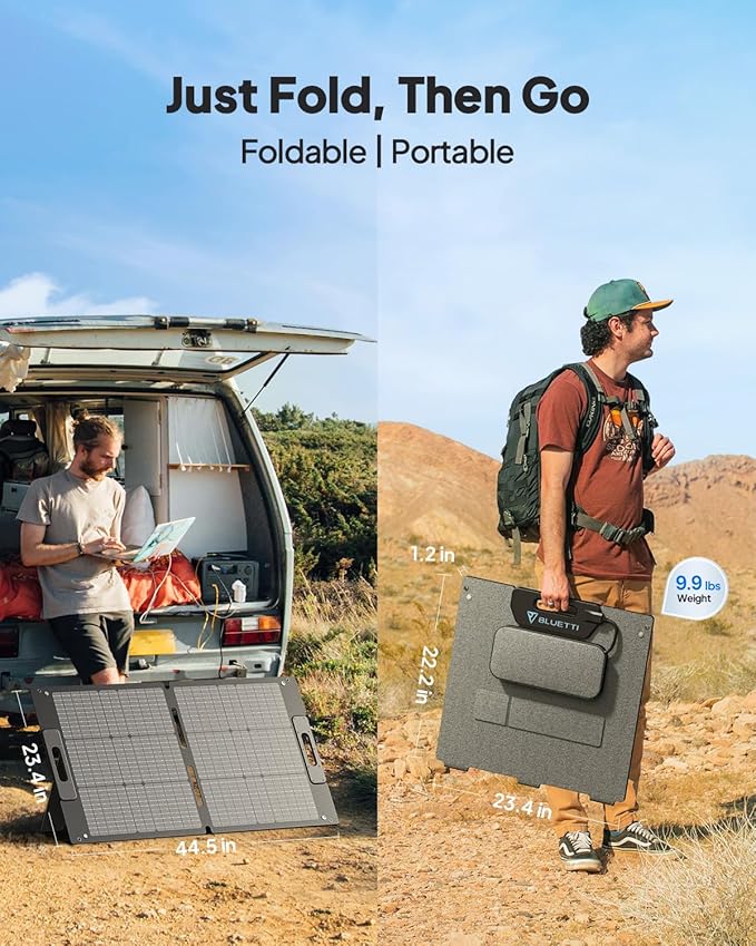BLUETTI AC2A Solar Generator with 100W Solar Panel Included (Ships Separately), 204Wh LFP Battery Backup, w/ 2 300W (600W Power Lifting) AC Outlets, 0-80% in 40 Min, Portable Power Station for Camping