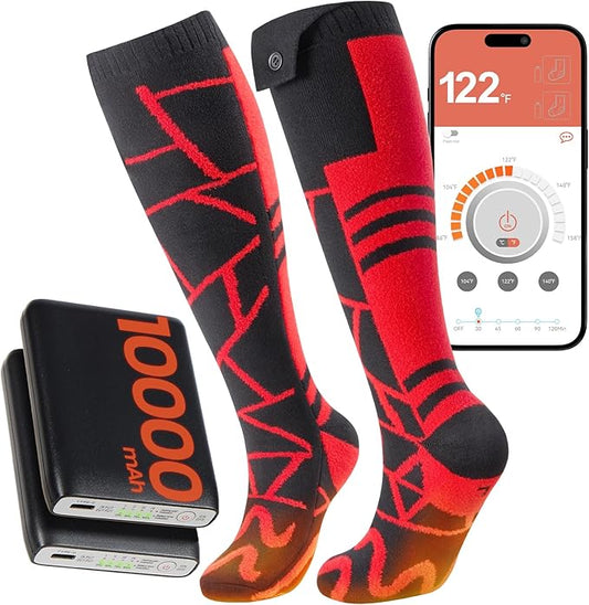 Heated Socks, 14-Hour Runtime & 10000mAh Rechargeable Heated Socks for Men, Electric Socks for Women, Heated Ski Socks for Winter, Hunting, Skiing, Snowboarding, Fishing, Work