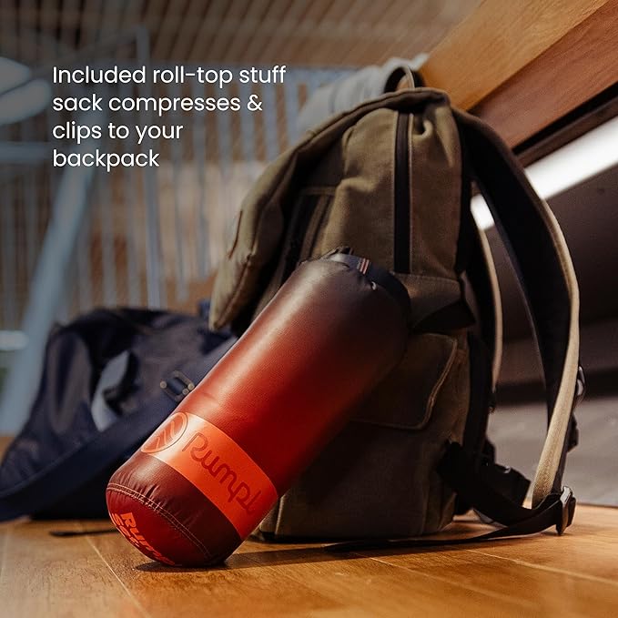 Rumpl Travel Puffy Blanket, Ultra-Packable Travel-Size Warmth and Comfort, Plum