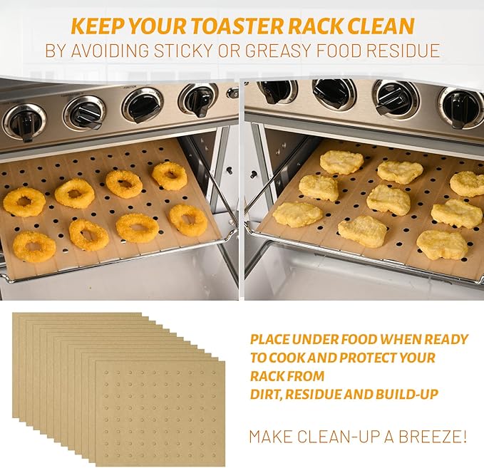 WMKGG 200 PCS Unbleached Air Fryer Parchment Paper, 11 x 9 inch Perforated Rectangular Air Fryer Toaster Oven Disposable Liners for Cuisinart, Ninja Foodi, Breville, Gowise, Black Decker