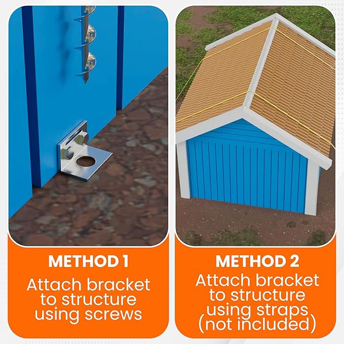 Ground Anchors Screw In - 24" Set of 4,6,8 with Brackets and Drill Bit - Earth Anchors - Mobile Home Anchors - Storage Shed Anchor Kit - Swing Set Anchors for Metal Swing Set - Playset Anchors - Ties