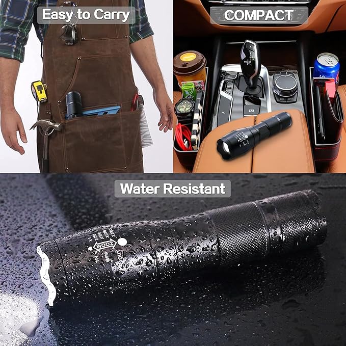 LED Flashlights 10 Pack, Bright Tactical Flashlight High Lumens with 5 Modes, Waterproof Zoomable Flash Light, Portable Torch for Camping Hiking Outdoor Home Emergency