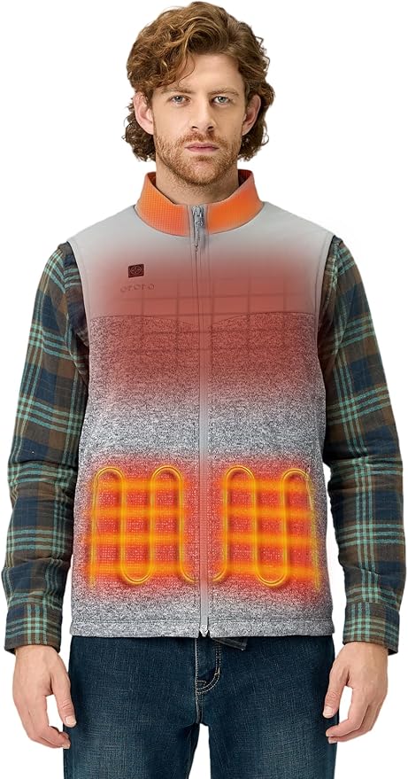 ORORO Men's Lightweight Heated Sweater Fleece Vest with 4 Heat Zones, Heated Recycled Fleece Vest (Charger Not Included)