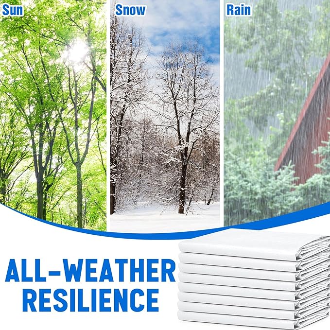 8 Pack 6 x 8 ft 5.5 Mil Large Tarps Heavy Duty Waterproof Tarp Multi Purpose Tent Cover for Home Boats Cars Camping Patio Furniture Roof Emergency Rain Protective Cover, White