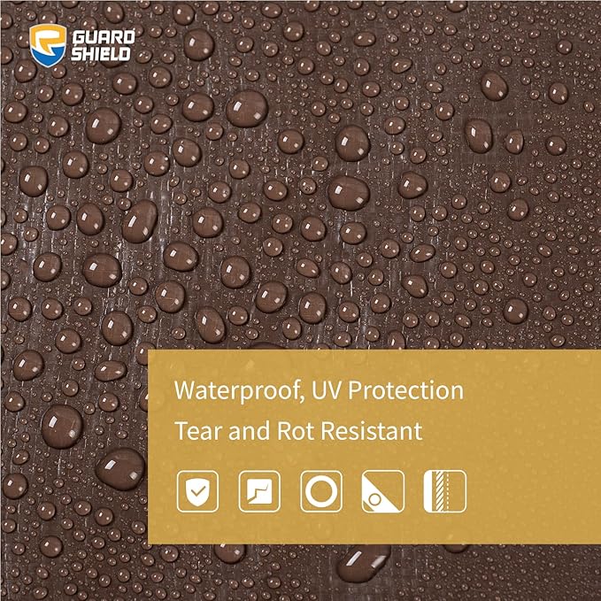 GUARD SHIELD Tarps Heavy Duty Waterproof 10x10 Feet Brown/Silver Poly Tarp Cover Outdoor Thick UV Resistant Tarpaulin with Grommets 10mil (2-Pack)