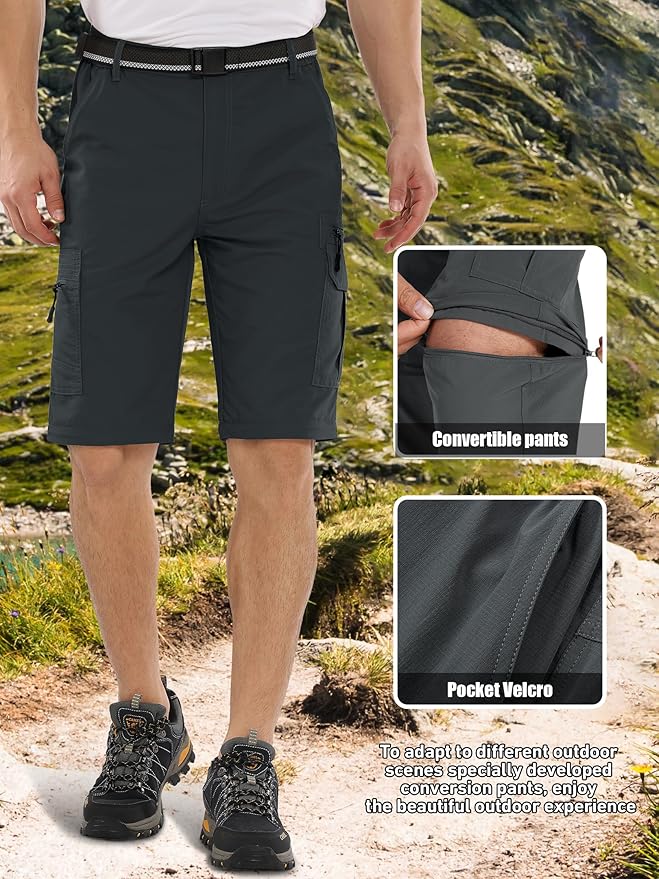 Fishing Hiking Pants for Men, Waterproof Convertible Quick Dry Pants for Wading, Lightweight Breathable