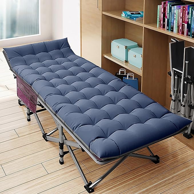 DoCred Folding Camping Cot with Mattress, 2 Pack Heavy Duty Folding Cot for Adults, Portable Sleeping Cot Bed Adults Outdoor Bed with Carry Bag, Travel Camp Cots