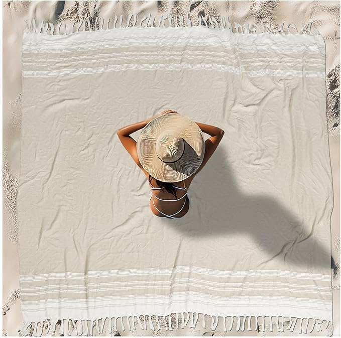 Oversized Turkish Beach Towel Blanket XXL Cotton Sandproof Towels Boho Woven Extra Large Big Sand Free Giant Throw Blankets Huge Quilt XL Picnic Camping Necessities Cloud for Adult Gifts