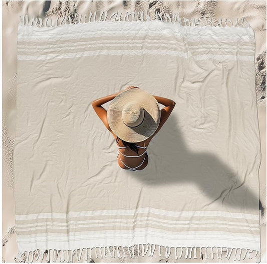 Oversized Turkish Beach Towel Blanket XXL Cotton Sandproof Towels Boho Woven Extra Large Big Sand Free Giant Throw Blankets Huge Quilt XL Picnic Camping Necessities Cloud for Adult Gifts