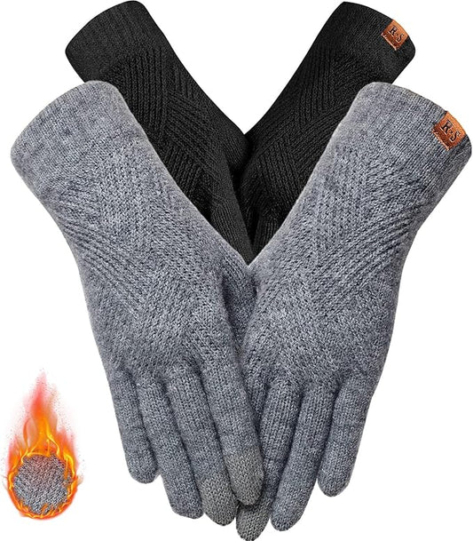 REACH STAR Winter Gloves for Women Touch Screen Elastic Thermal Knit Lining Warm Gloves for Cold Weather