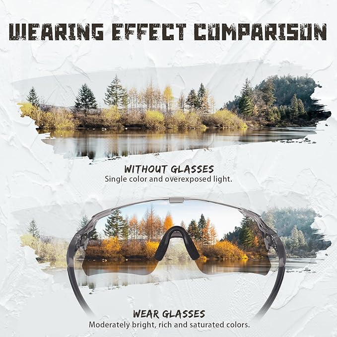 Polarized Cycling Glasses for Men Women Youth, UV400 Mountain Bike Sunglasses for Bicycle Mtb Running Fishing Baseball