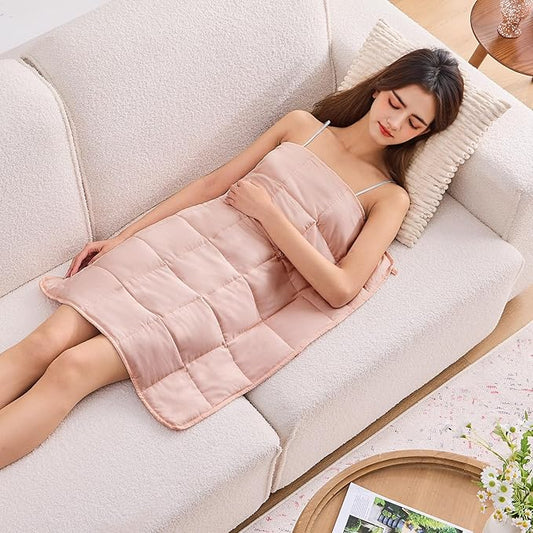 Pink Weighted Lap Blanket for Adults 7lbs, 24"x29" Cooling Heavy Blanket, Portable Travel Weighted Blankets, Soft Small Blankets for Sleeping