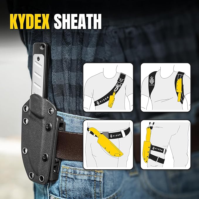 Kizer Smolt Fixed Blade Knife with Sheath, 2.98” 3V Steel Blade Fixed blade Knives with G10 Handle, Drop Point Small EDC for Men Women Camping Hunting Pocket Knife 1063A3