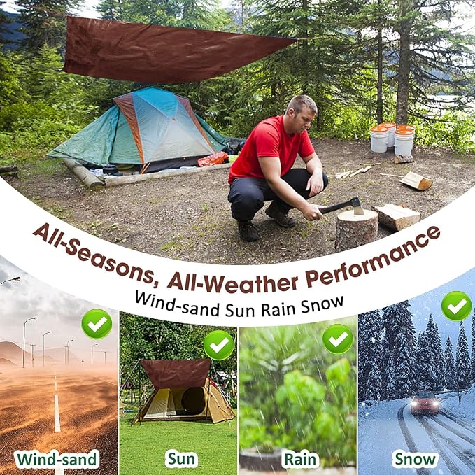 Heavy Duty Double-Sided Waterproof Poly Tarp 12x16 Feet 12mil Thick Polyethylene Tarps, Perfect for Outdoor Use, Plastic Cover & Mat for Tent Camping Storage Boat Bikes Vehicles