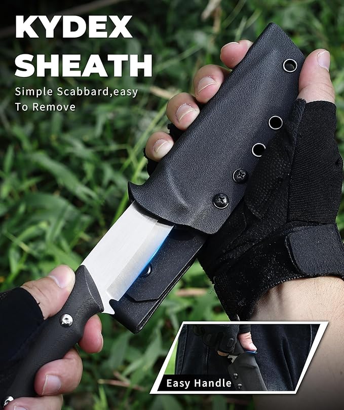 4.3-inch Fixed Blade Knife with Sheath，D2 stainless steel blade, double colour G10 handle,Outdoor Camping knives