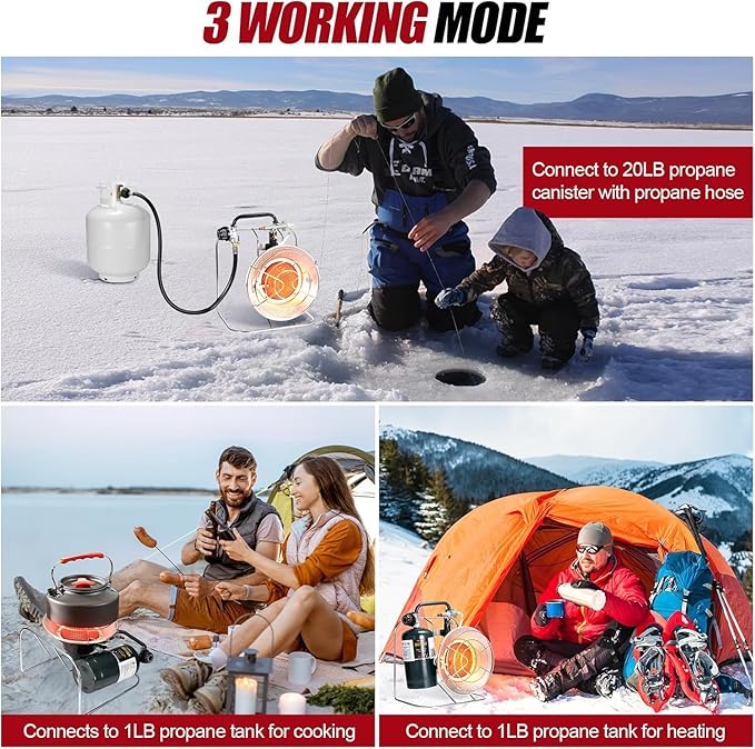 Multi-Use Portable Propane Heater/Cooker,18,000 BTU Propane Tent Heater include 8.8 FT Hose for Patio, Camping, Hunting, Fishing(Fuel not included)