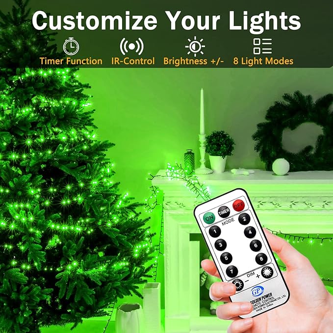 XURISEN 551FT Christmas Lights, 1400 LED Super Long String Lights 8 Modes & Memory Timer Plug in Twinkle Fairy Lights Decor for Home Xmas Party Wedding