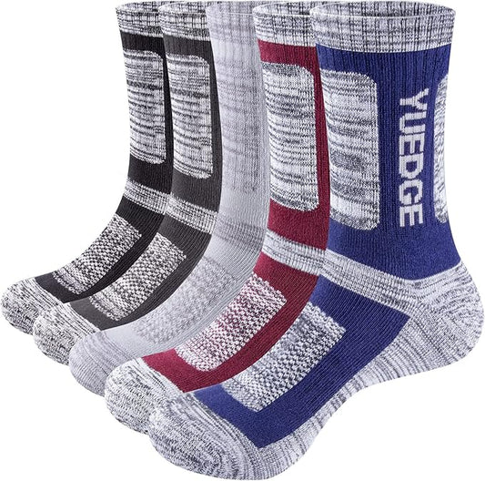 Men's Performance Cotton Moisture Wick Sports Hiking Workout Training Athletic Cushion Crew Socks For Men Size 6-13
